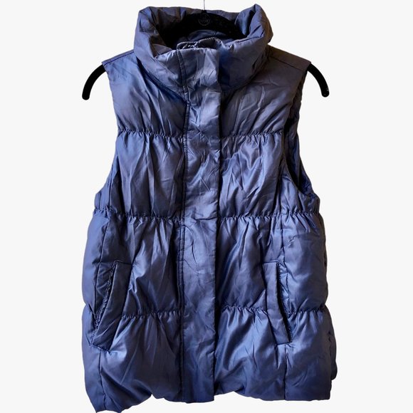 GAP Gray Down Puffer Vest Snap & Zip Pockets Womens M - Picture 7 of 11